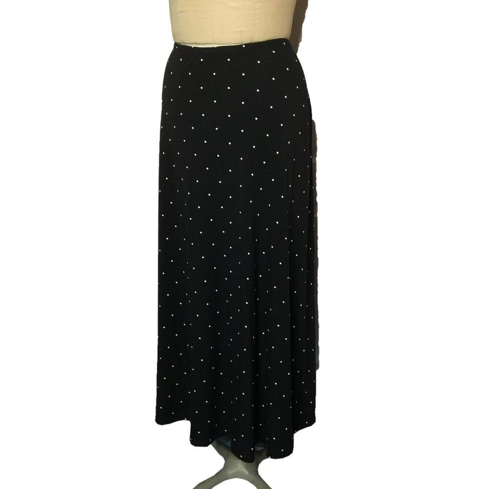 Norton Studio Career Midi Stretch Long Flared Skirt Polka dot Black/White Medium